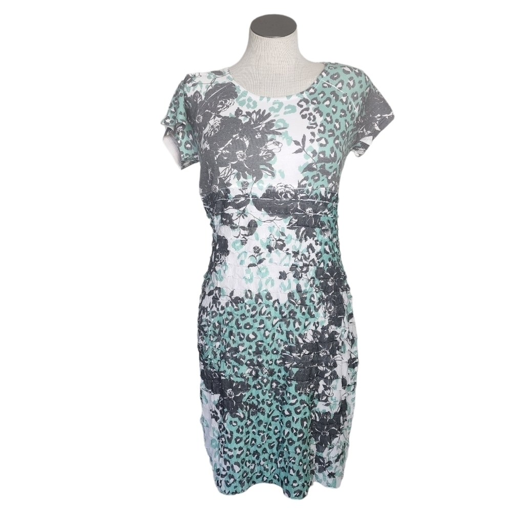 Cubism Floral Leopard Print Ruffle Tier From Waist To Hemline Dress Size M NWT